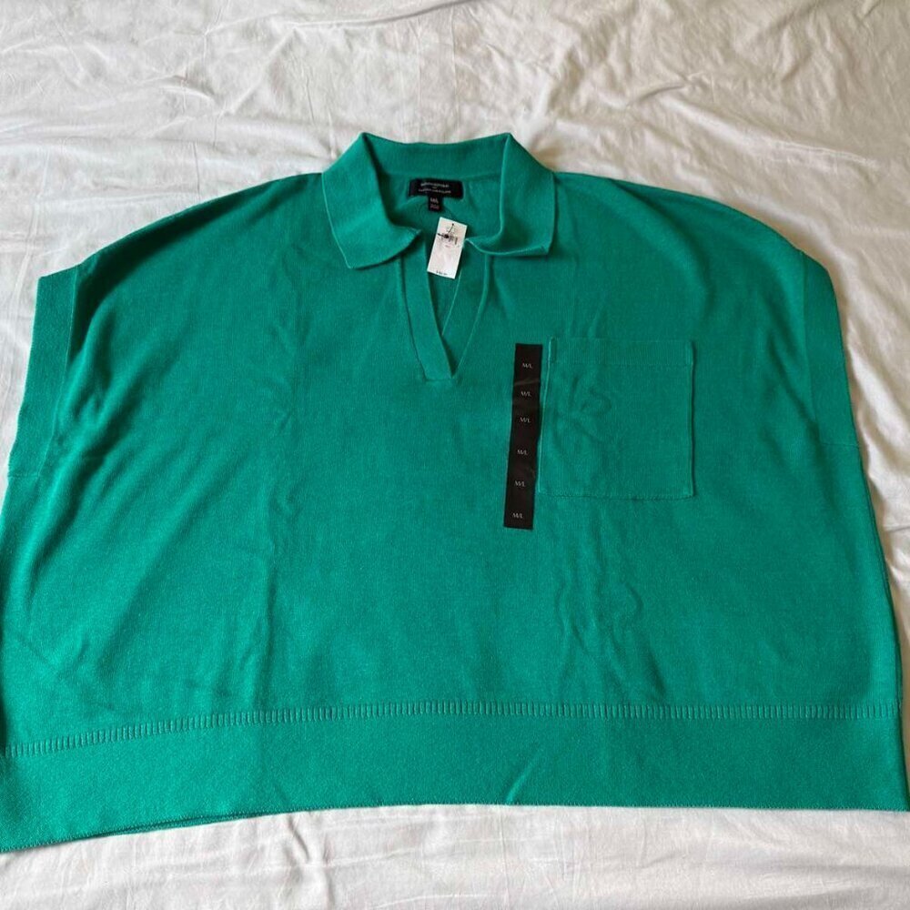NWT BANANA REPUBLIC Oversized Johnny-Collar Green Sweater Women's Size M/L - Picture 8 of 10